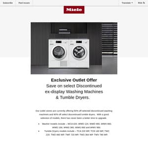 Selected Discontinued Washing Machines 50% off & Tumble Dryers 40% off + $95 Metro Delivery ($0 C&C) @ Miele Outlet