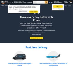 [Targeted] Buy a Prime eligible item and get $10 future reward ($20 minimum spend) @ Amazon AU