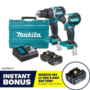 Makita 18V Brushless 2 Piece Combo Kit - DLX2180X-B (Bonus 5Ah Battery) - $349 Club Price ($0 Delivery)