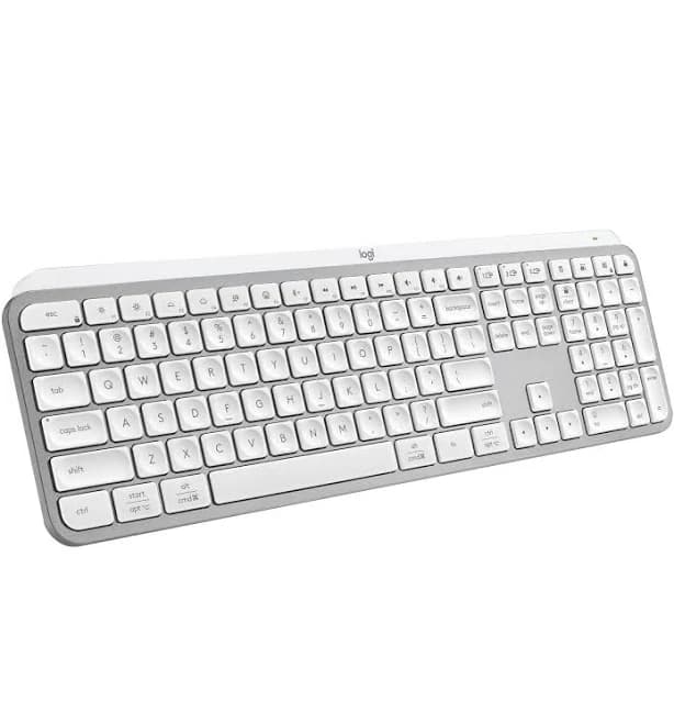 Logitech G MX Keys S Wireless Keyboard, Low Profile, Fluid Precise Quiet Typing, Programmable Keys, Backlighting, Bluetooth, USB C Rechargeable, for Windows PC, Linux, Chrome, Mac - Pale Grey