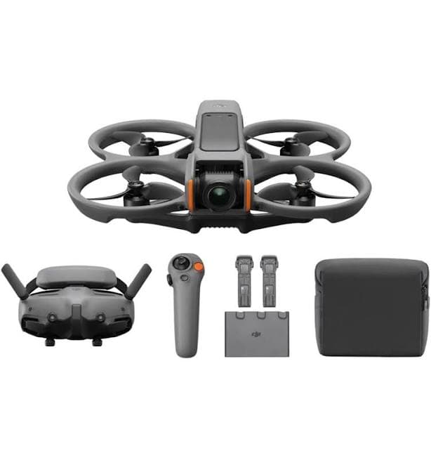 DJI Avata 2 Fly More Combo (3 Batteries), FPV Drone with Camera 4K, Immersive Experience, One-Push Acrobatics, Built-in Propeller Guard, 155° FOV, Camera Drone with Goggles 3 and RC Motion 3