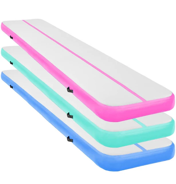 Powertrain 4m x 1m Air Track Inflatable Gymnastics Mat (Grey/Black)