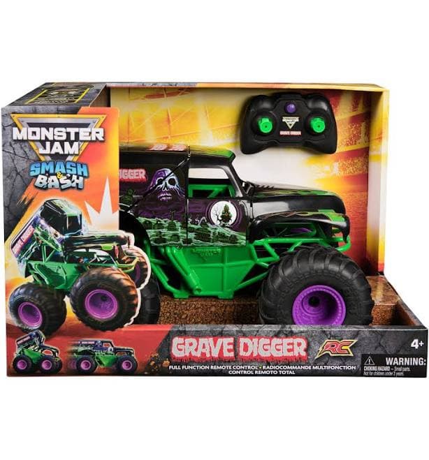 Monster Jam, Official Smash & Bash Grave Digger Remote Control Indoor & Outdoor Vehicle, 1:15 Scale Repairable Monster Truck, Kids Toys for Boy and Girls Ages 4 and up