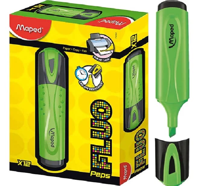 Maped Box 12 Fluo Peps Highlighters (Green)
