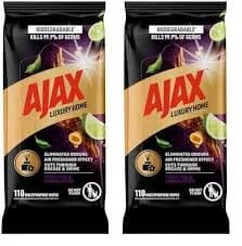 Ajax Luxury Home Multipurpose Cleaning Wipes Crisp Lime & Sandalwood 220 Pack
