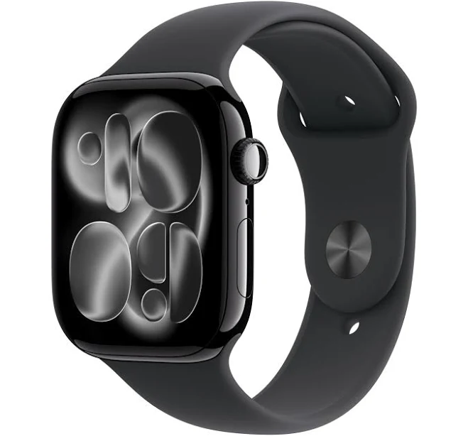 Apple Watch Series 11 GPS 46mm Jet Black Aluminium Black Sport Band - S/M