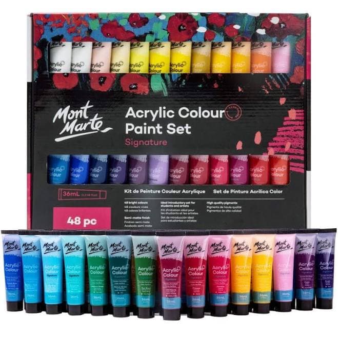 Mont Marte Signature Acrylic Colour Paint 48-Pieces Set, 36 ml