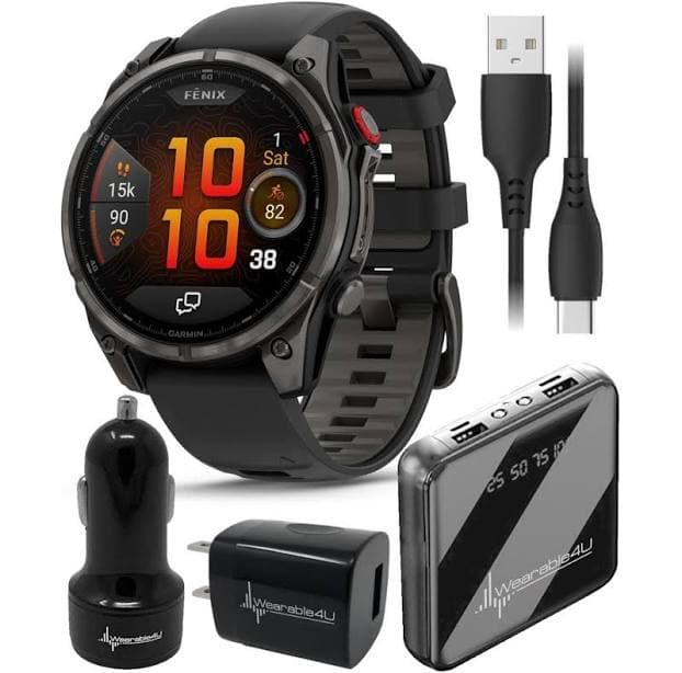 Garmin fenix® 8 47mm AMOLED Sapphire Edition Carbon Grey Titanium with Black + Pebble Grey Band