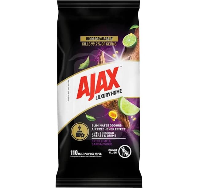 Ajax Luxury Home Multipurpose Cleaning Wipes Crisp Lime & Sandalwood 110 Pack