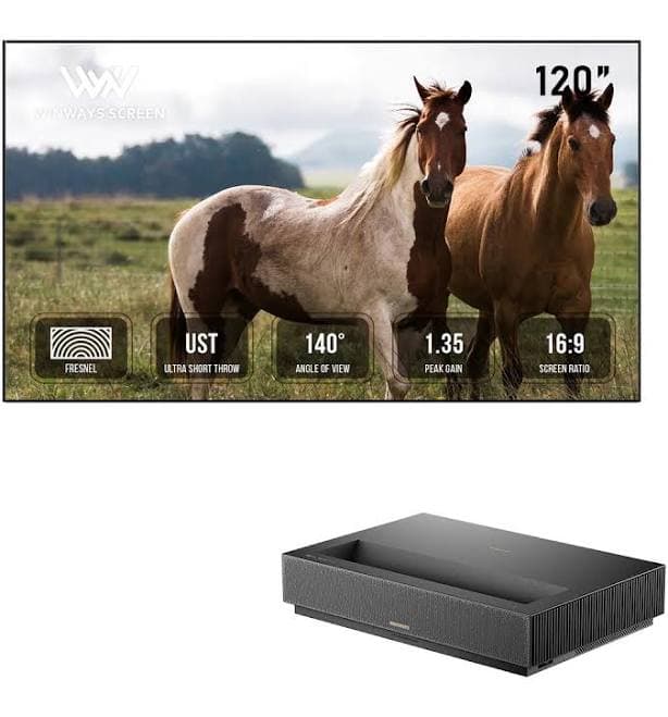 Winways 120'' ALR Fixed Frame Laser Projector Fresnel Screen