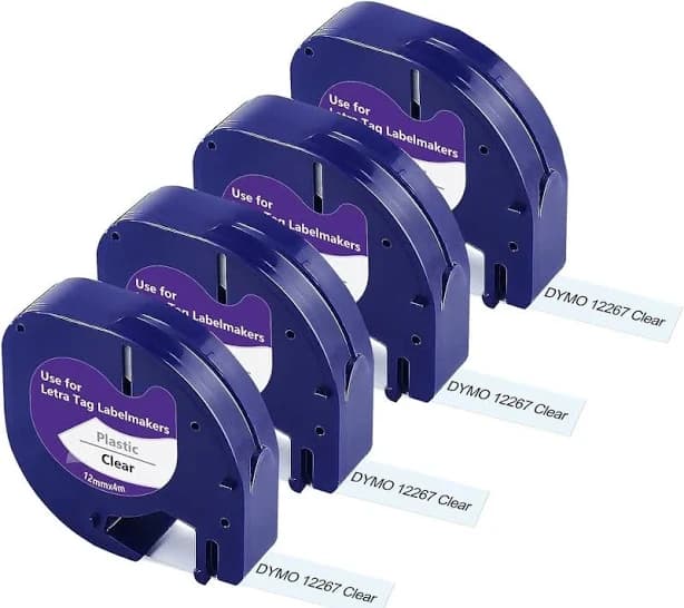 Dymo LetraTag Plastic Label Black on Clear tape