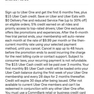 Free 6 Months of Uber One Membership + $5 Uber Credit Per Month for First 3 Months @ CommBank Yello (App Required)