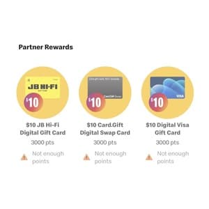 $10 Digital Gift Cards: Card.Gift Swap (Sold Out: JB Hi-Fi, Digital VISA) for 3000 McMacca's Rewards Points @ McDonald's via App