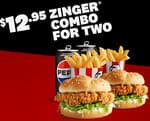 KFC Zinger Burger Combo for 2 $12.95 @ KFC