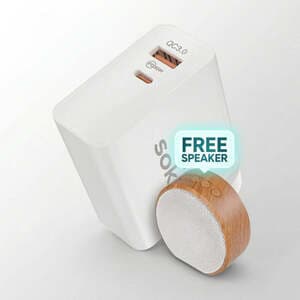 Soka GaN3 Fast Wall Charger Adapter 2 Port 45W $24.95, 65W $29.95 (with Free Speaker) + $4.99 Shipping @ Mobileskin