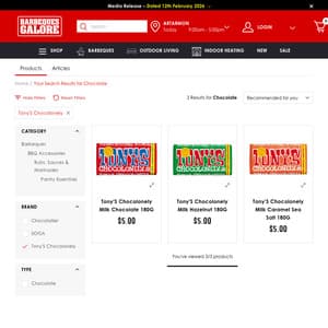 Tony's Chocolonely 180g $5 @ Barbeques Galore