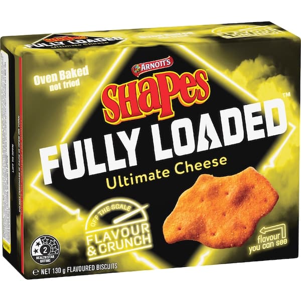 Arnotts Shapes Fully Loaded Ultimate Cheese Cracker Biscuits 130g