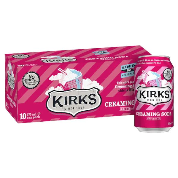 Kirks Creaming Soda Cans 375mL x 10 pack